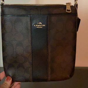 Coach purse — brown / black